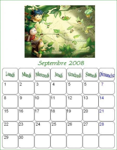Calendrier Septembre 2008